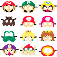 12Pcs Mario Felt Mask Theme Party Supplies Birthday Party Gift Decoration Wario Mask Celebration Party Fan Cartoon Role Playing Pretend Game Accessories Children Boys And Girls Gifts