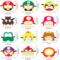 12Pcs Mario Felt Mask Theme Party Supplies Birthday Party Gift Decoration Wario Mask Celebration Party Fan Cartoon Role Playing Pretend Game Accessories Children Boys And Girls Gifts