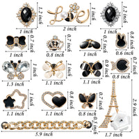 16Pcs Fashion Crystal Shoe Charms for Wristband with Holes,Pin the Cute rosette Crown Pattern Charms for Kids Adult Birthday Party Favor Halloween Christmas Day Gift