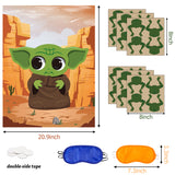 Galaxy Wars Baby Pin The Tail Games Party Supplies Pin The Frog on The Space Wars Poster Birthday Collection Favor Baby Shower Background Game Accessories for Kids ( Includes 2 Blindfolds )