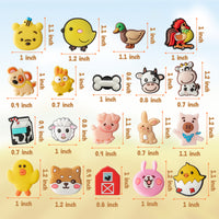 20Pcs Animal Farm Charm Shoe Decoration Charms, PVC Animal Farm Charms, Cute Cartoon Animal Farm Charm Decoration For DIY Clog Sandals, Fits For Kids Adult Birthday Gift(Please Pay Attention To Children Swallowing Decorative Items By Mistake)