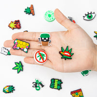 Click image to open expanded view 20Pcs Weed Shoe Charms for Wristband With Holes,Pin The Different Weed Patterns Pattern Charms for Adult Birthday Party Favor Gift