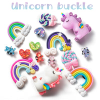 15Pcs Unicorn Cartoon Shoe Charms ,Pin the Rainbow Unicorn Heart Character Charms Croc Wristband with Holes for Kids Adult Birthday Party Favor Halloween Christmas Valentine's Day Birthday Day Gift