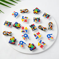 20Pcs Autism Charm Shoe Charms for Wristband With Holes,Pin The Autism Charm in Different Colors Patterns Charms for Kid Birthday Party Favor Gift