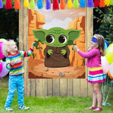 Galaxy Wars Baby Pin The Tail Games Party Supplies Pin The Frog on The Space Wars Poster Birthday Collection Favor Baby Shower Background Game Accessories for Kids ( Includes 2 Blindfolds )