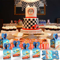 18Pcs Race Car Party Favor Goodie Boxes Lighting McQueen Car Candy Treat Boxes Party Supplies Snack Chocolate Cookie Container Happy Birthday Rewards Bag Baby Shower Themed Party Favors for Boys