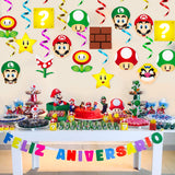 30Pcs Mario Party Swirl Decorations Hanging Mario Spiral Decor Whirl Streamers Ceiling Streamers Mario Spiral Favors for Birthday Party Room Decor